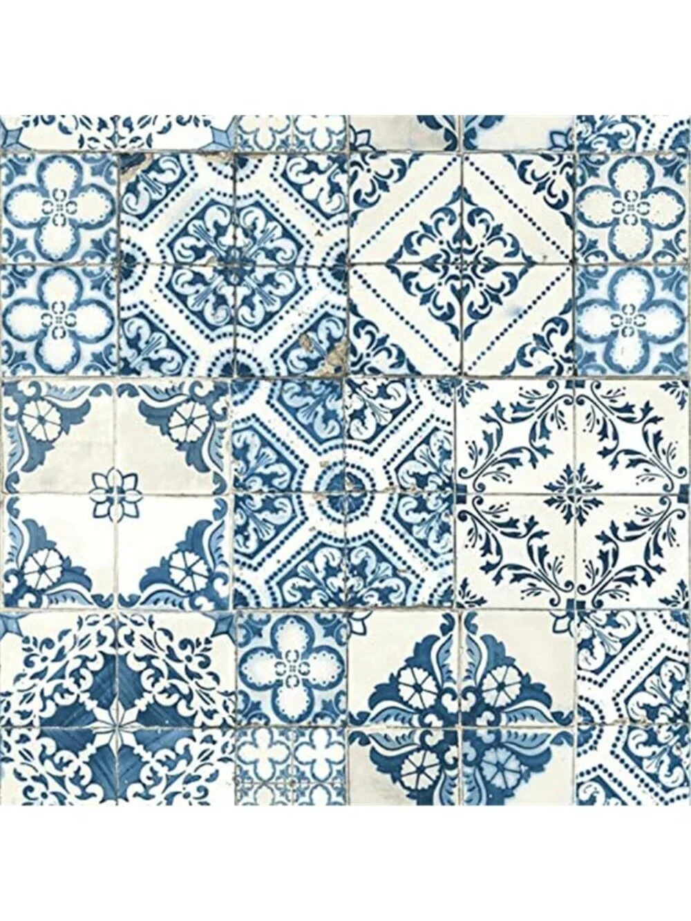 Blue Peel And Stick Wallpaper Mediterranean Tile Removable Vinyl Wall Decor